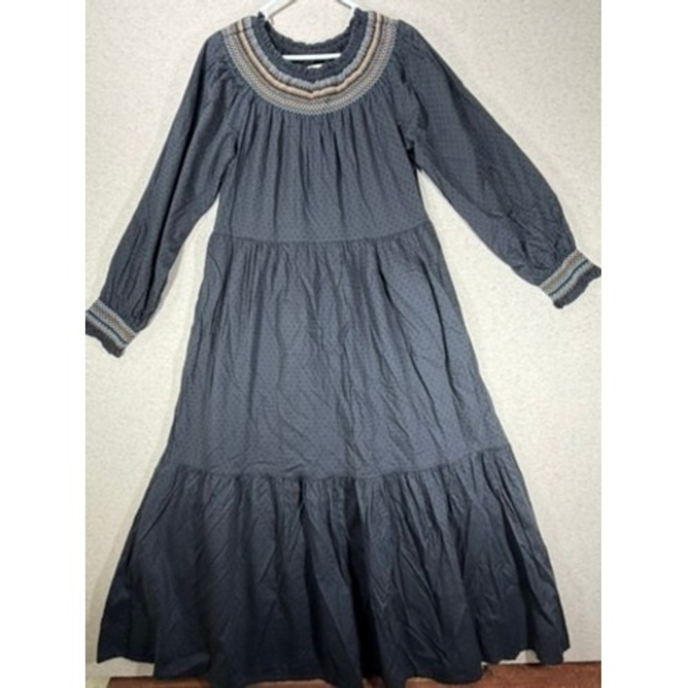 Universal Thread Maxi Dress Womens Small Grey New Boho Smocked Embroidered
